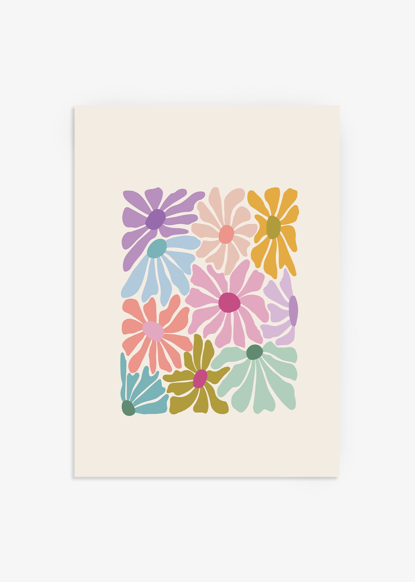 Multicolor Retro Floral Art Print