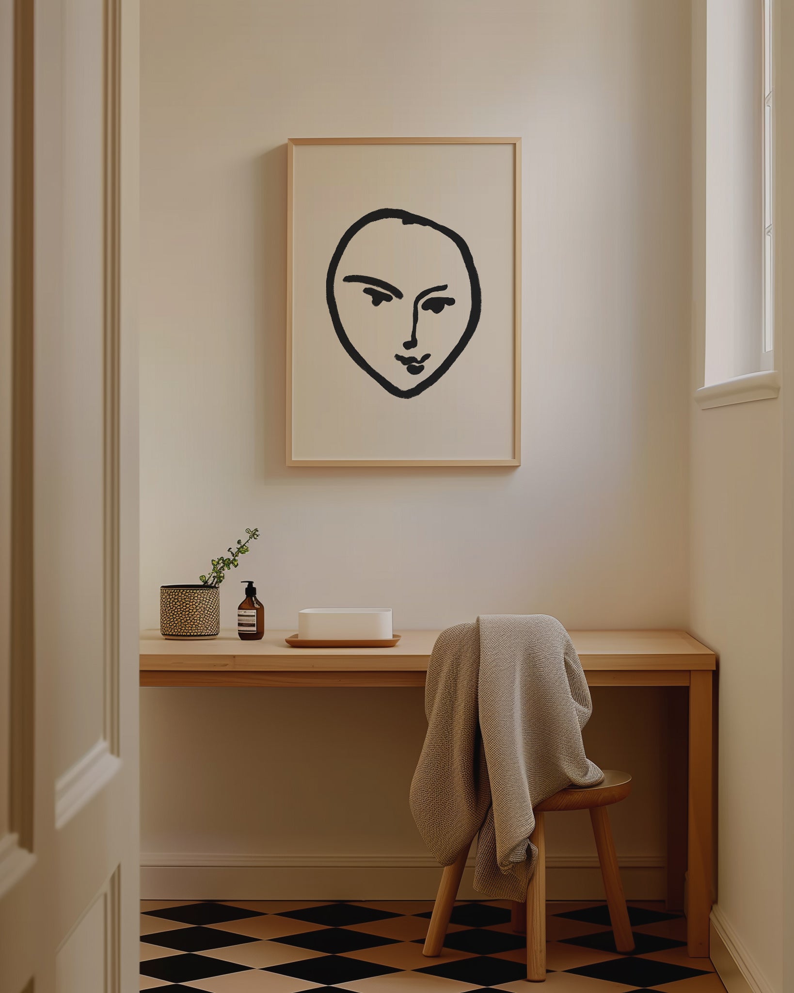 Abstract Face Poster In a Wooden Frame