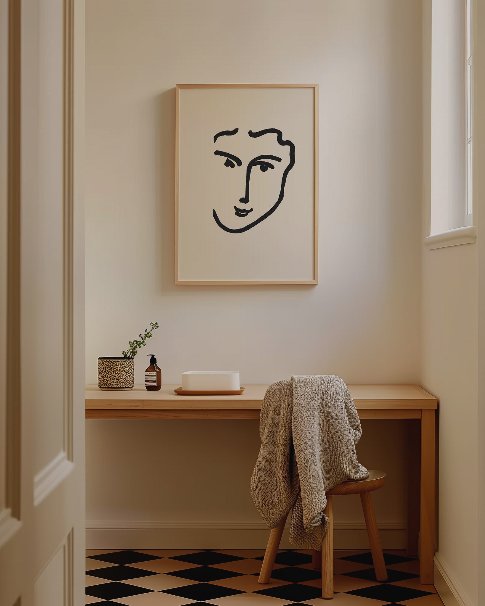 Abstract Face No3 Poster With Wooden Frame