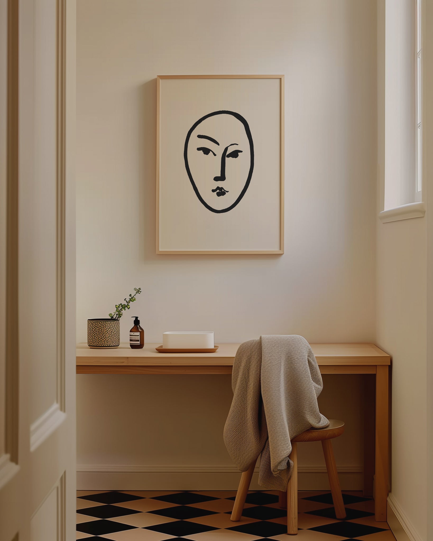 Abstract Face No2 Poster room with wooden frame